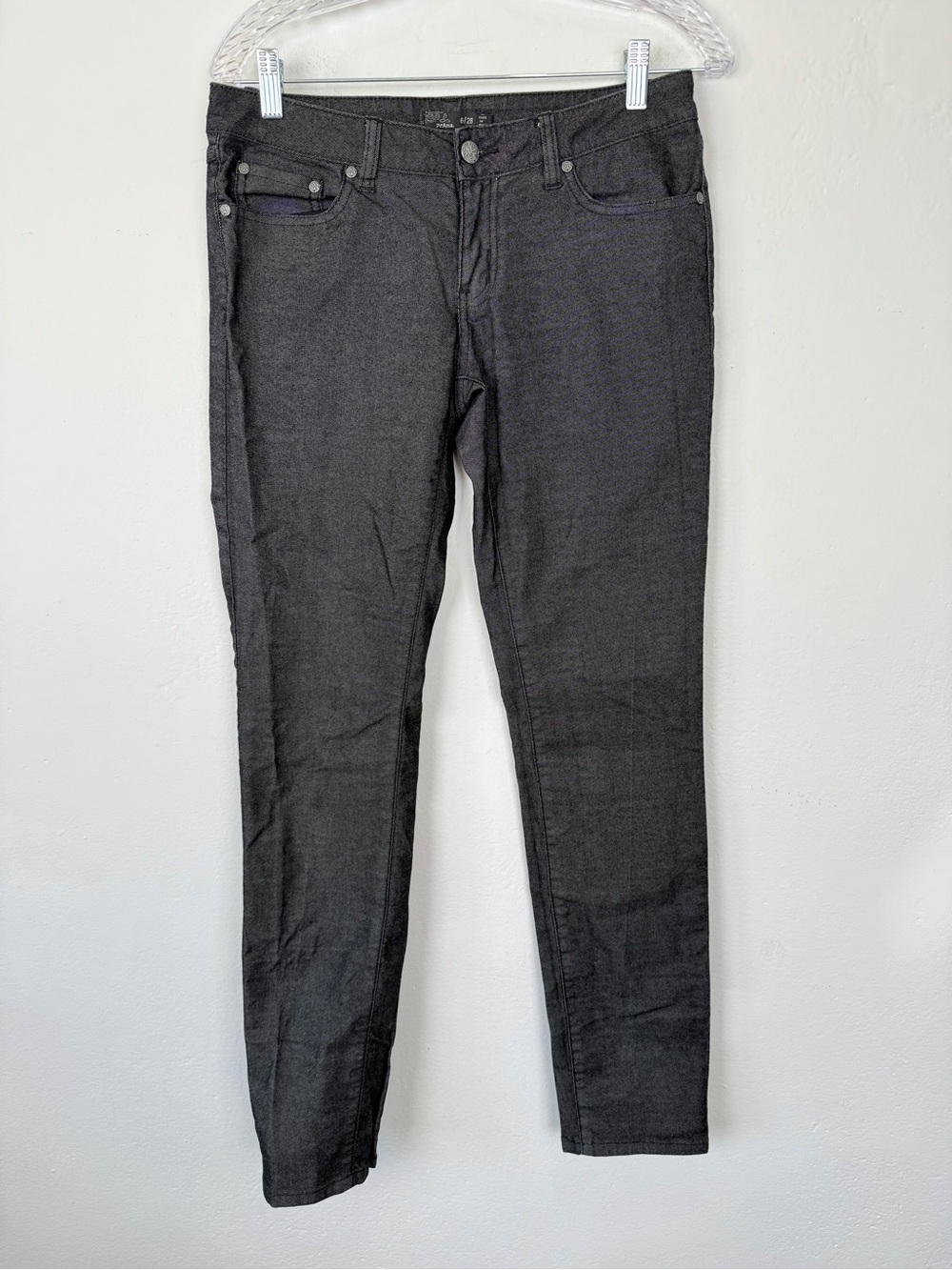 prAna Size 6/28 Charcoal Black Skinny Stretch Organic Cotton Jeans